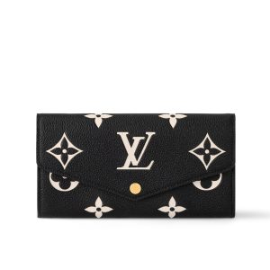 Louis Vuitton Sarah Wallet Bicolor Monogram Empreinte Black And Beige 19Cm M80496
