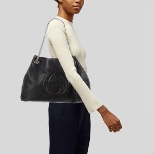 Gucci Soho Leather Shoulder Bag Black 38Cm