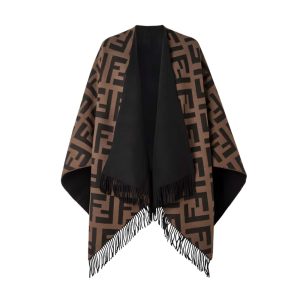 Fendi Poncho FF Motif Wool And Cashmere Multicolor FXX715AEOWF0QT1