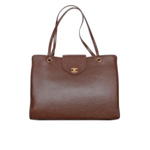 Chanel Large Shopping Bag Grained Leather Brown 46cm