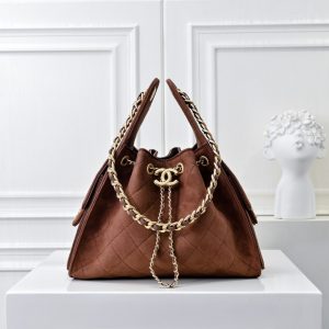 Chanel 25 Small Suede Leather Handbags Brown 26cm AS5293 B18799 U3950