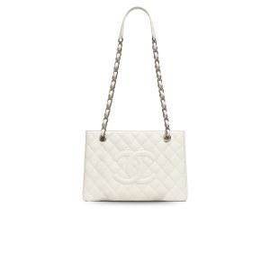 Chanel Chain Tote Shoulder Bag White For Women 13in / 33cm A50995