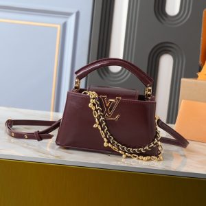 Louis Vuitton Capucines East West Mini Handle Bag Grenat Red 22cm M25473