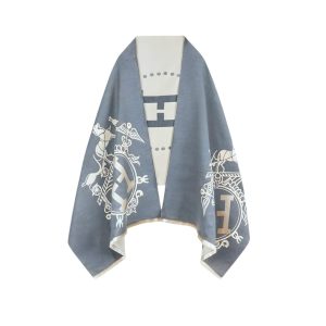 Hermes Cashmere Wool Scarf Wrap Shawl In Grey 180