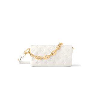 Louis Vuitton Pochette Coussin Crossbody Bag 8.5in/ 21cm Cream Gold Hardware For Women M11331